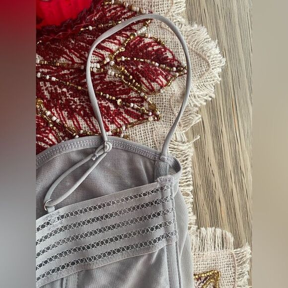 Urban Outfitters Dita Sheer Corset Midi Dress Sz M Blue Gray Tulle Sleeveless - Picture 14 of 16